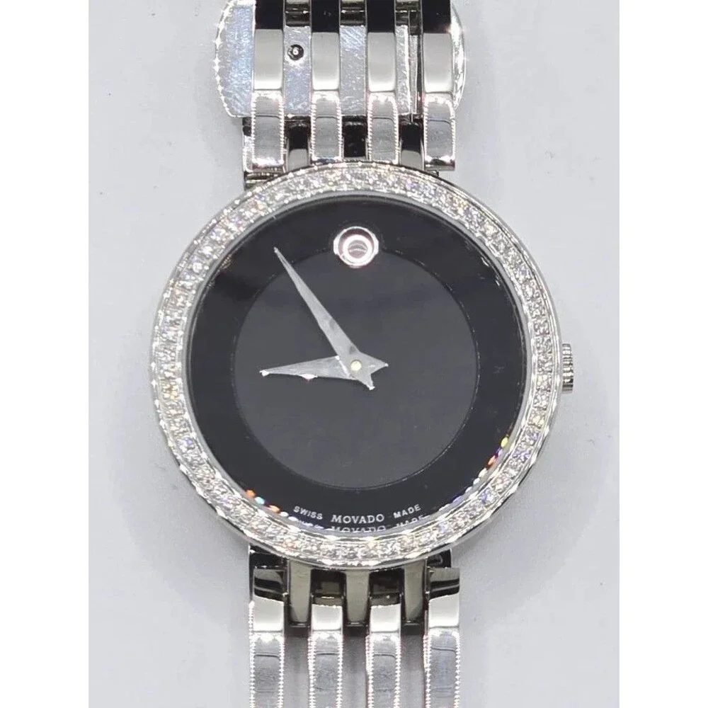 Movado Esperanza Black Dial Womens Watch 607052 Stainless Steel Swiss Quartz
